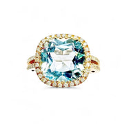 18ct Yellow Gold Topaz & Diamond Ring