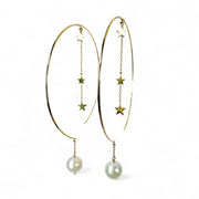 18ct Yellow Gold & Pearl Hoop Earrings