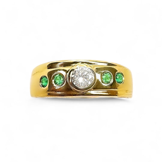 18ct Yellow Gold Emerald and Diamond Band
