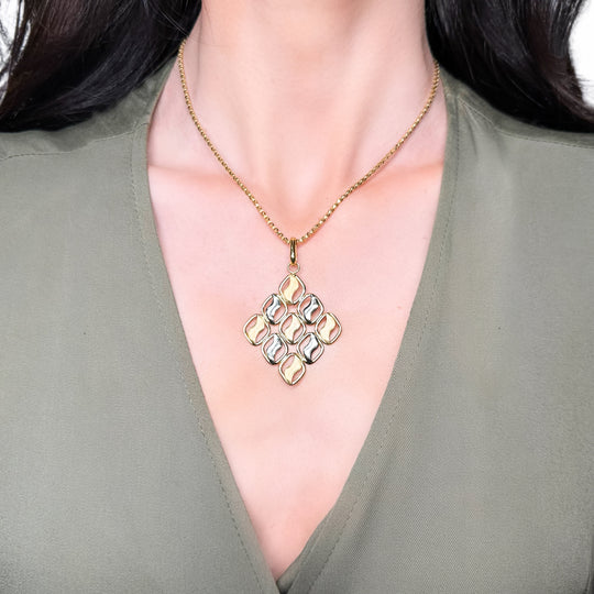 18ct Yellow & White Gold Diamond Shape Pendant