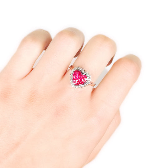 18 Karat rosa Saphir-Herz-Diamantring