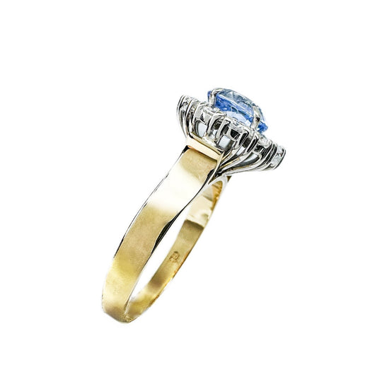 18ct Yellow Gold Ceylon Sapphire Diamond Ring