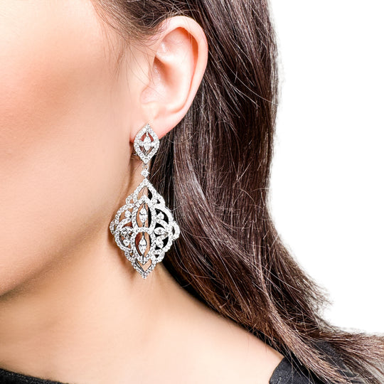 Sterling Silver Cubic Zirconia Dangling Earrings 