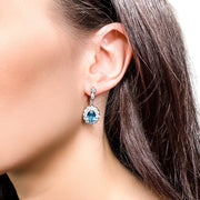 Sterling Silver Blue Cubic Zirconia Drop Earrings 