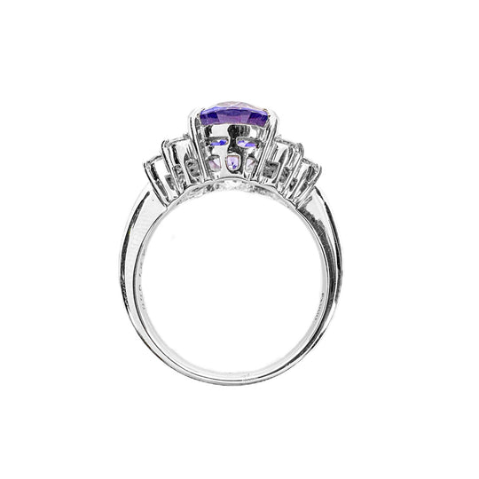 Platinum Tanzanite & Diamond Ring