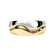 9ct Yellow & White Gold Wave Mens Ring