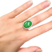 14ct Jade & Cubic Zirconia Ring