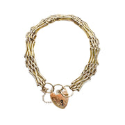 9ct Heart Padlock Gate Bracelet