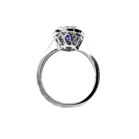 9ct White Gold Pear Cut Amethyst & Diamond Ring