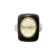  14ct Sapphire & Onyx Vintage Diamond Ring