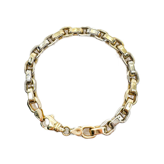 9ct Yellow & White Gold Cable Link Bracelet