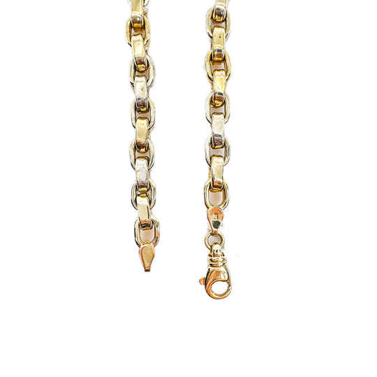 9ct Yellow & White Gold Cable Link Bracelet