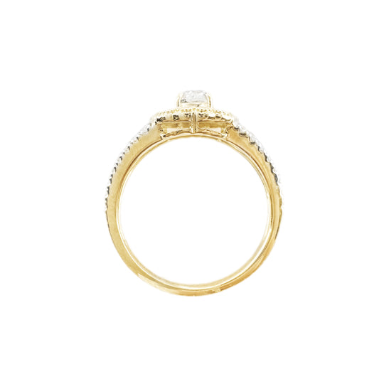14 Karat Gelbgold-Clusterring mit Diamanten