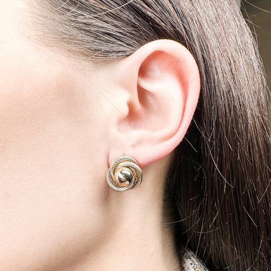9ct Yellow Gold Knot & Ball Stud Earrings