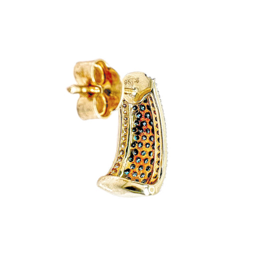 18ct Yellow Gold White & Blue Diamond Earrings