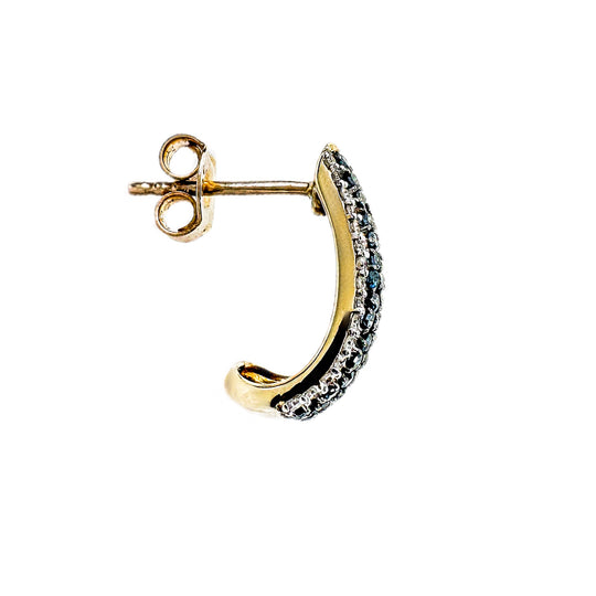 18ct Yellow Gold White & Blue Diamond Earrings