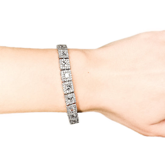 Sterling Silver Cubic Zirconia Square Set Bracelet