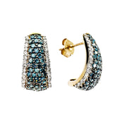 18ct Yellow Gold White & Blue Diamond Earrings