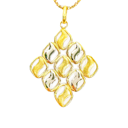18ct Yellow & White Gold Diamond Shape Pendant