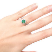 14ct White Gold Emerald & Diamond Ring