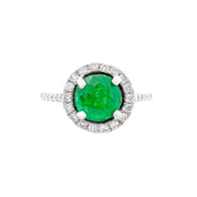 14ct White Gold Emerald & Diamond Ring