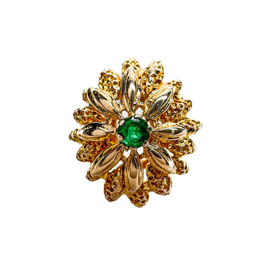 18ct Yellow Gold Emerald Floral Ring