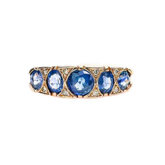 9ct Rose Gold Sapphire Diamond Ring