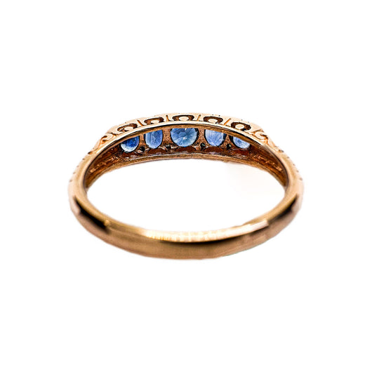 9ct Rose Gold Sapphire Diamond Ring