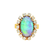 18ct Yellow Gold Opal & Diamond Ring