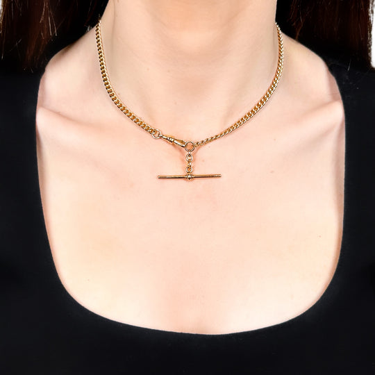9ct Rose Gold Antique T Bar Chain