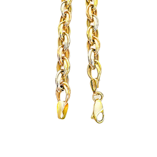 9ct Yellow, White & Rose Double Curb Chain