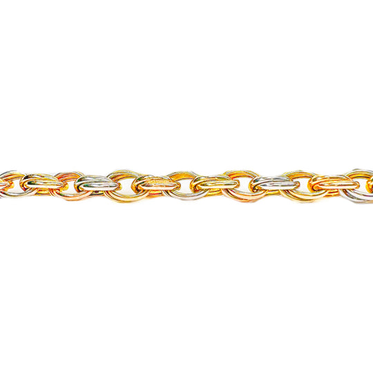 9ct Yellow, White & Rose Double Curb Chain