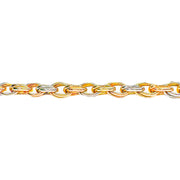 9ct Yellow, White & Rose Double Curb Chain