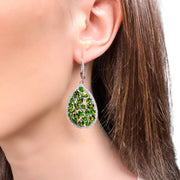 Natural Green Diopside Sterling Silver Drop Earrings