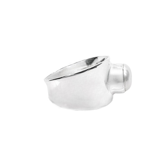Pearl Sterling Silver Wide Band Ring