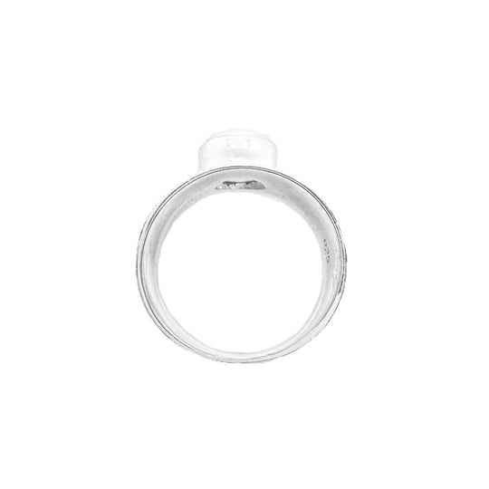Pearl Sterling Silver Wide Band Ring