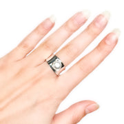 Pearl Sterling Silver Wide Band Ring