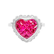 18ct Pink Sapphire Heart Diamond Ring