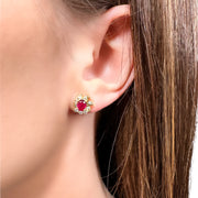 18ct Yellow Gold Ruby & Diamond Earrings