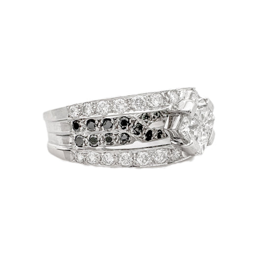 18ct White Gold Diamond & Black Diamond Ring, 1.38cts