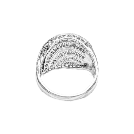 Baguette & Round Sterling Silver Ring