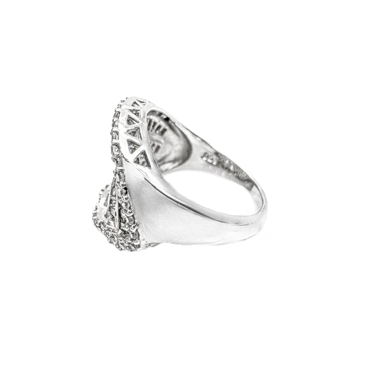 Baguette & Round Sterling Silver Ring