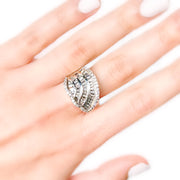 Baguette & Round Sterling Silver Ring