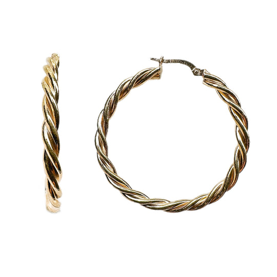9ct Yellow Gold Twist Hoop Earrings