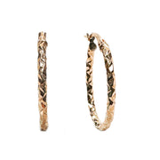 9ct Rose Gold Patterned Hoop Earrings