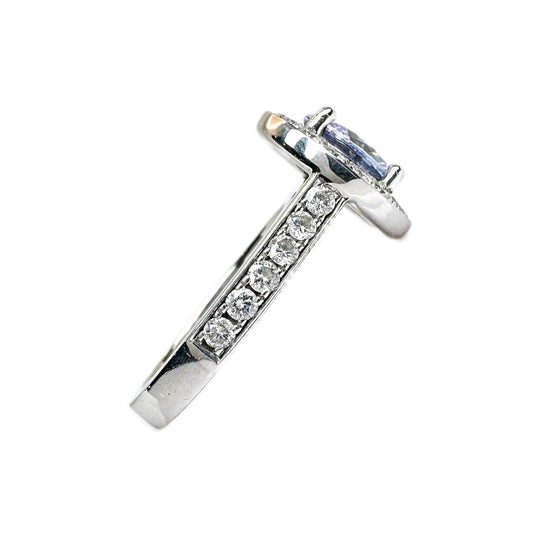 Platinum Ceylon Sapphire & Diamond Ring
