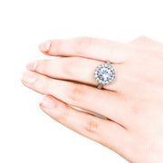 Platinum Ceylon Sapphire & Diamond Ring
