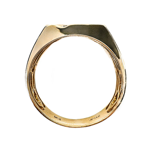 9ct Yellow Gold Two Row Diamond Mens Ring