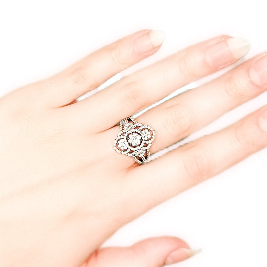 18ct White Gold Open Work Diamond Ring