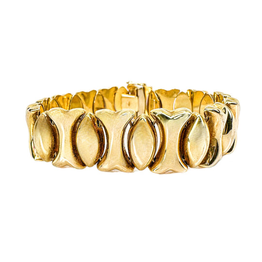 18ct Solid Yellow Gold Wide Vintage Bracelet 